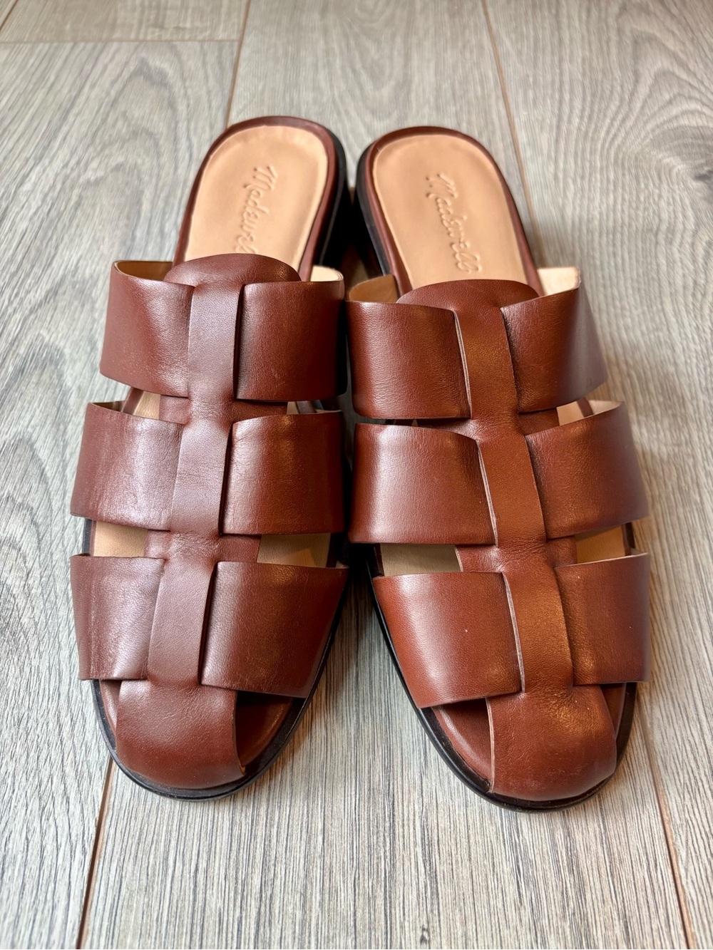 Madewell The Dixson Fisherman Mule Woven Brown Leather Sandals Shoes Womens 9